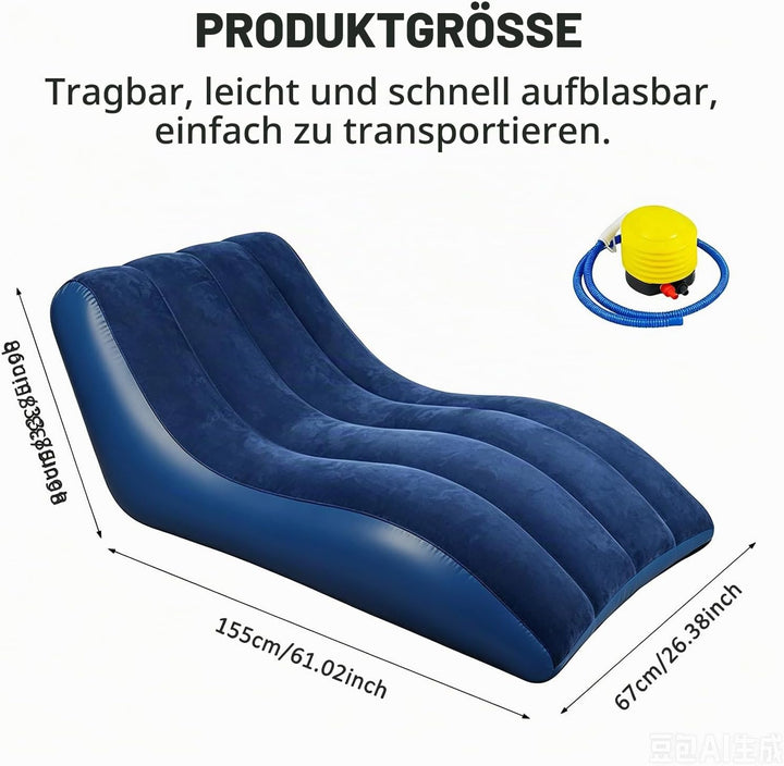 Aufblasbares Sofa, Aufblasbare Couch mit beflockter Oberfläche, Wasserdichtes Luftsofa, Sessel aufbl