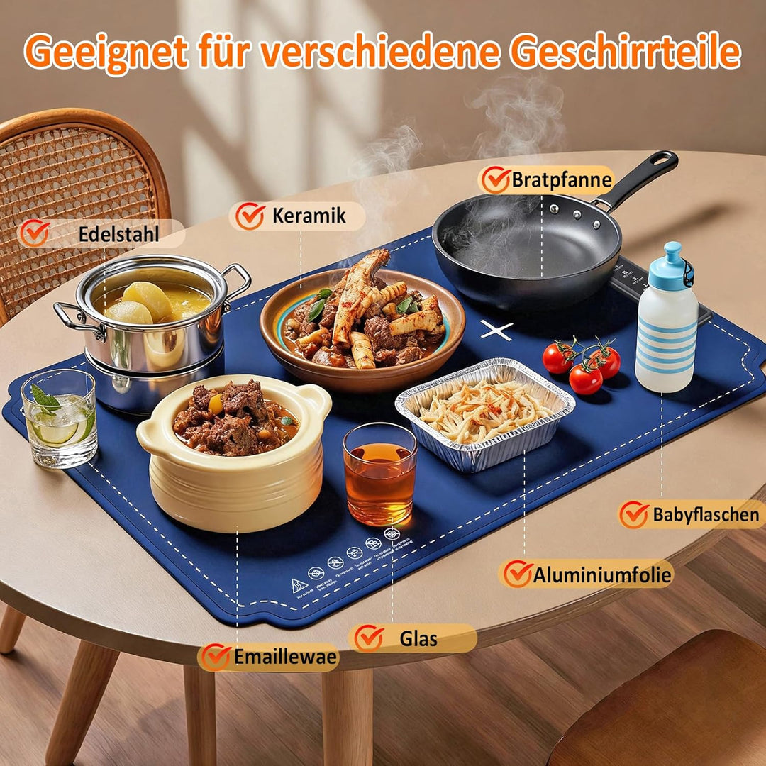 Elektrische Warmhalteplatte für Speisen, 40-100℃ Speisenwärmer Elektrisch Wärmeplatte Essen Faltbare