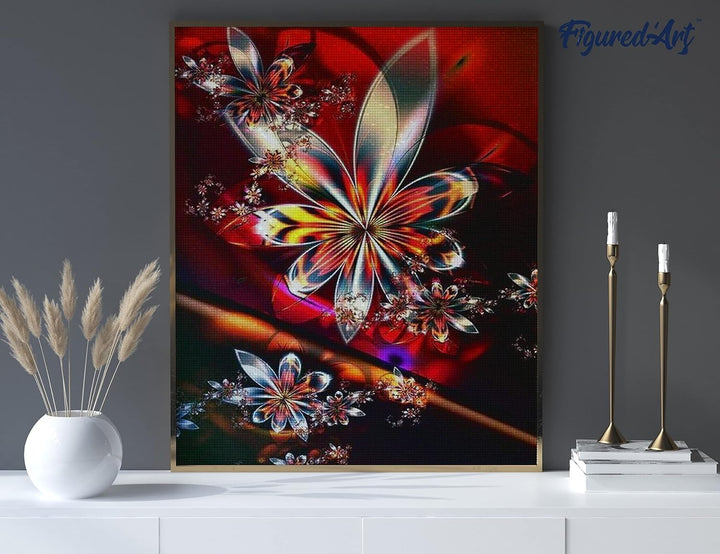 Figured'Art Diamond Painting Erwachsene 40x50cm Ganze Leinwand gerollt Glasblumen 5D Bilder Eckige S