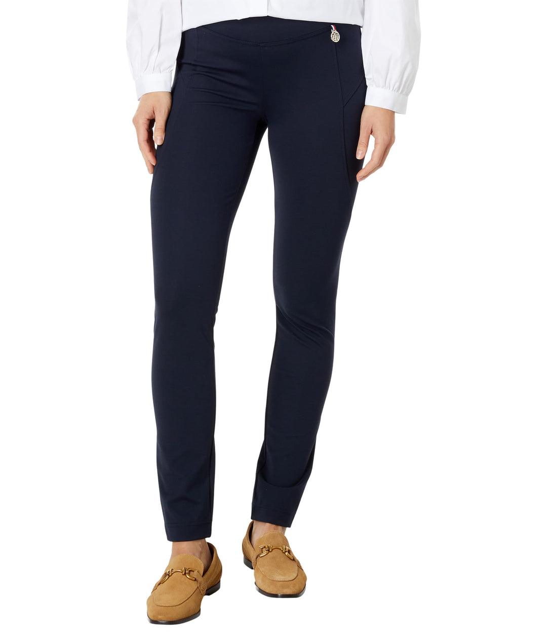 Tommy Hilfiger Damen Curvd Seam Ponte PNT Hose, Kapitän des Himmels (Sky Captain)