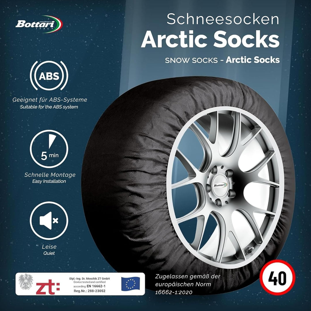 Bottari 68072 Auto-Schneesocken, schwarz-rot, M