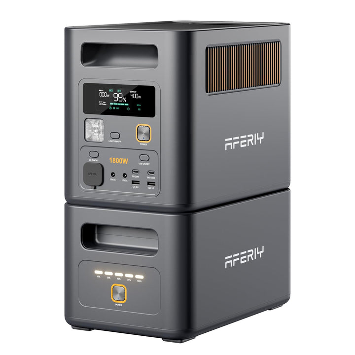 AFERIY 1800W Tragbare Powerstation 1024Wh x2, Erweiterbar Auf 5120Wh LiFePO4 Solargenerator & 1Std S