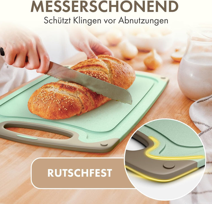 Blumtal Schneidebrett Set mit 3 Grössen (S/M/L) - Schneidebrett Kunststoff gross + Saftrillen & Grif
