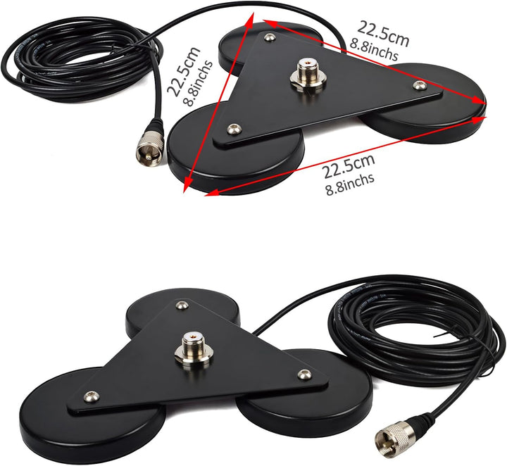 HYS CB-Antennen-Magnethalterung Magnetbasis 5 m RG58-Kabel, PL259-Stecker im Lieferumfang enthalten