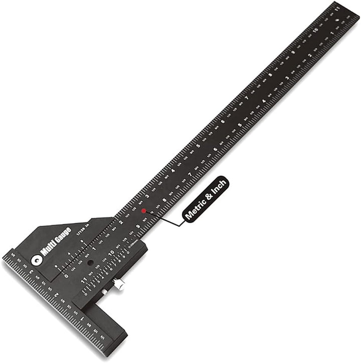 Ticfox Multi-Gleit-Tiefenmesser Aluminiumlegierung T-Quadrat-Lineal Holzbearbeitung Anreisser Messwe