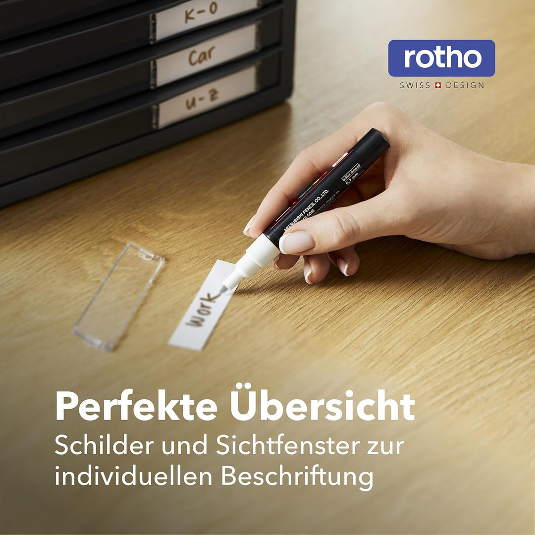 Rotho Timeless Schubladenbox / Bürobox mit 10 Schüben, Kunststoff (PS) BPA-frei, anthrazit, (34.5 x