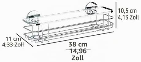 WENKO Turbo-Loc® Edelstahl Maxiablage - Befestigen ohne bohren, Edelstahl rostfrei, 38 x 10.5 x 11 c
