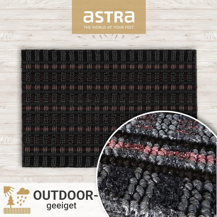 ASTRA Premium Aussenbereich-Matte - Poly Brush - strapazierfähige Fussmatte - schwarz/weinrot - 50 x