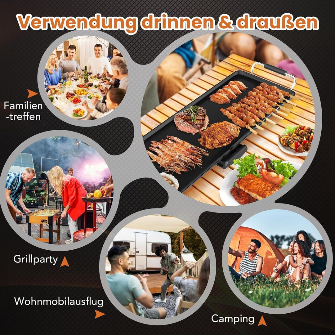 GOPLUS Elektrische Tischgrill, Teppanyaki Grill für 6-8 Personen, Elektrogrill mit 4 einstellbarer T