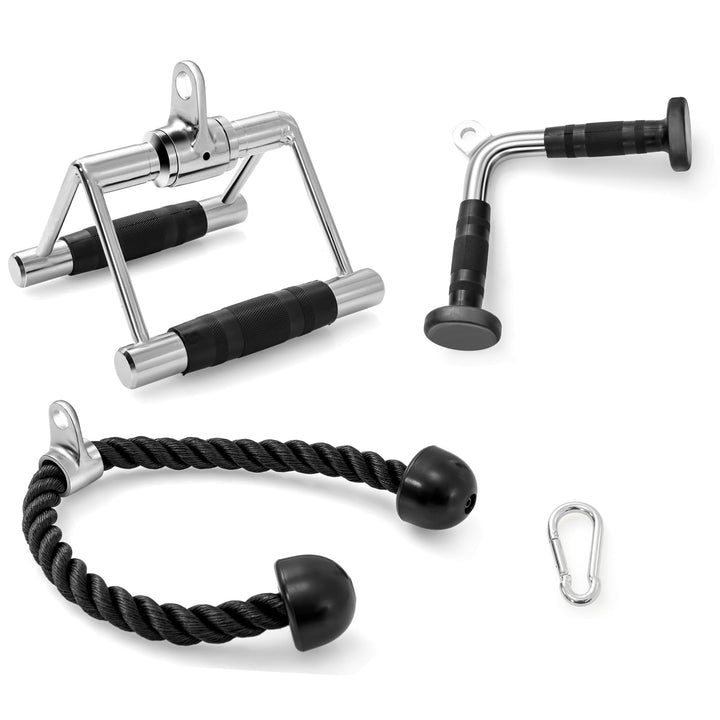 KOMFOTTEU 3 TLG. Pull Down Aufsatz, Zubehör Set für Kabelmaschine, Trizeps Fitness Griffe aus Stahl,