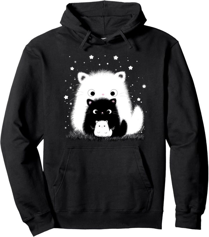 Süsse Kawaii Katze - Katzenfamilie mit Sternengalaxie Pullover Hoodie