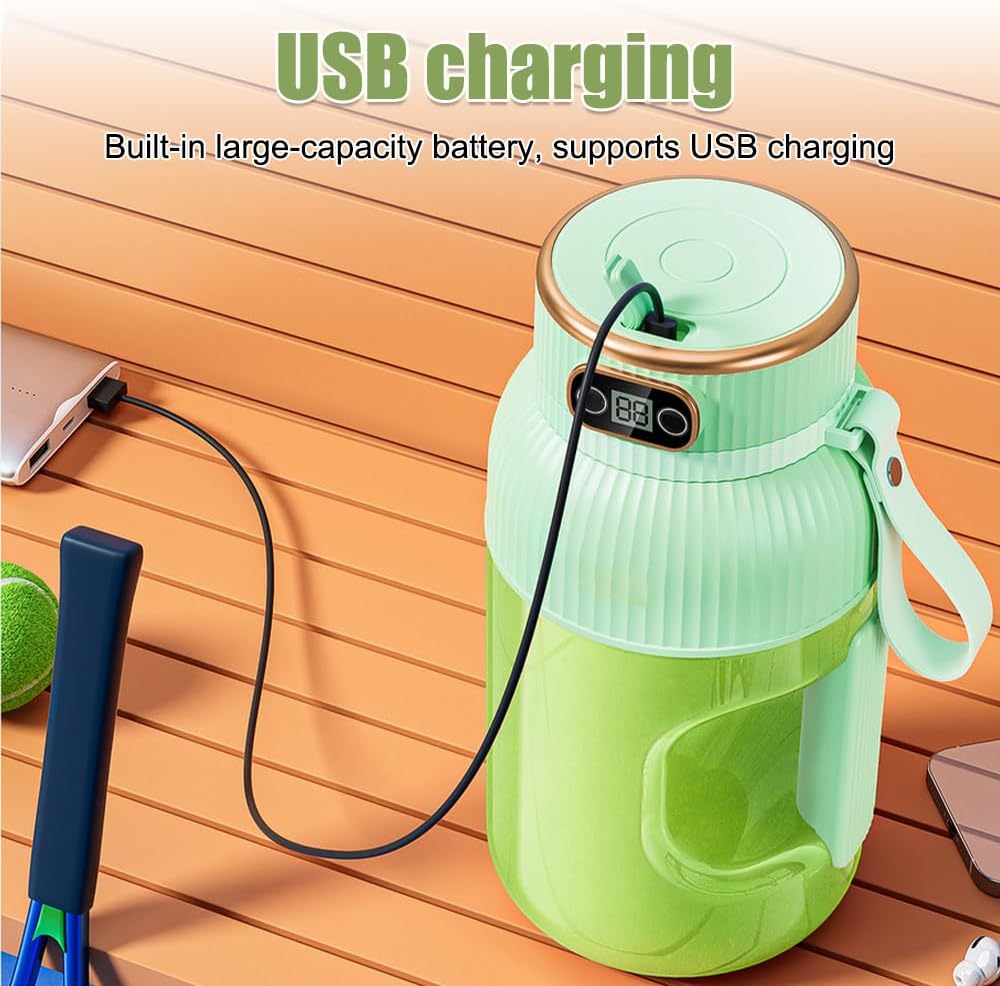 Tragbarer Entsafterbecher, 1200 ml Smoothie-Mixer mit Digitalanzeige, USB wiederaufladbar Multifunkt