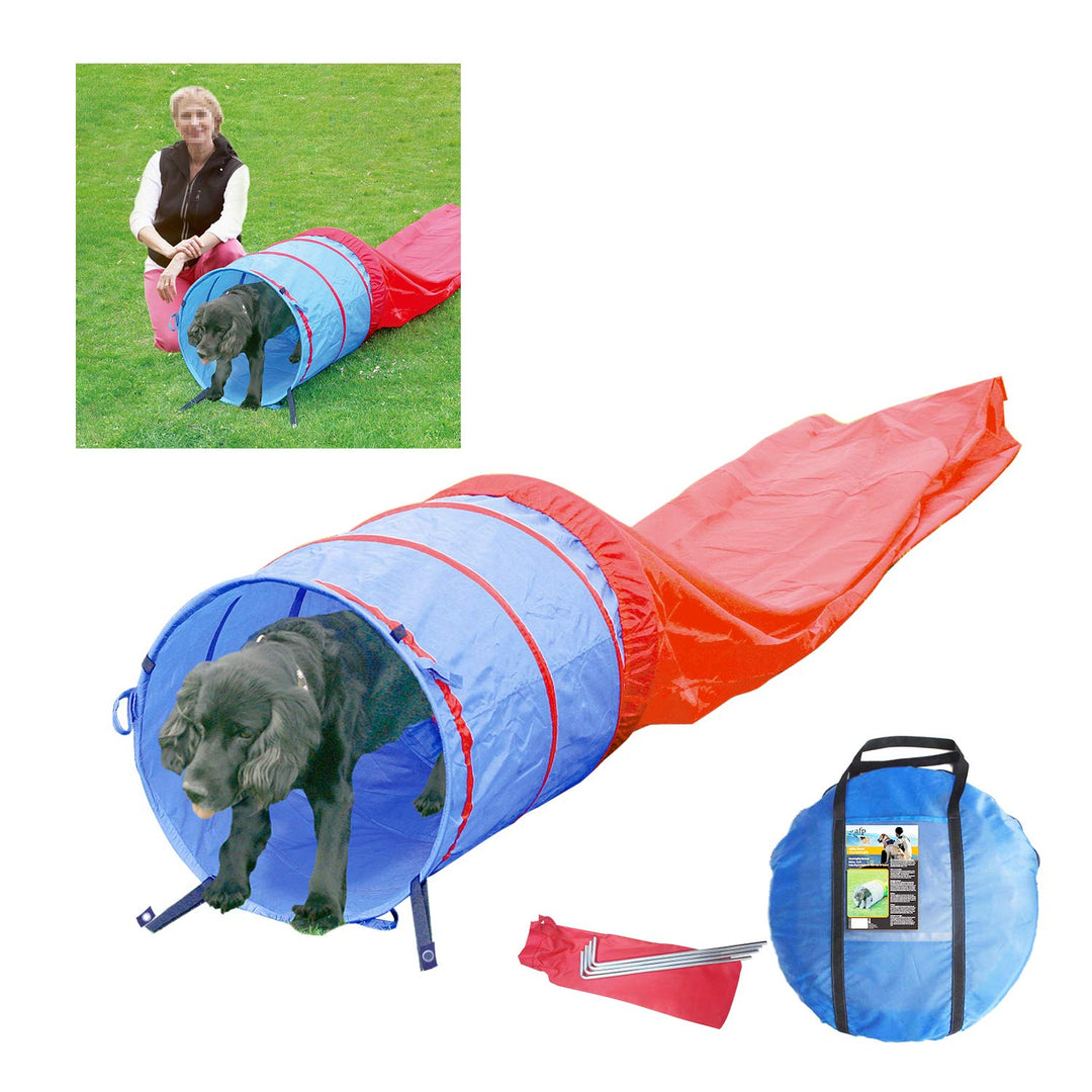 Pawise 11434 Agilitytunnel Hundetunnel Spieltunnel Sacktunnel 5 Meter, blau-rot