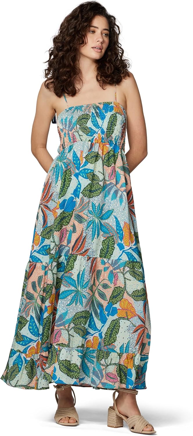 Mavi Damen Kleider Lang Printed Dress Maxikleid mit Print M Bunt, M Bunt