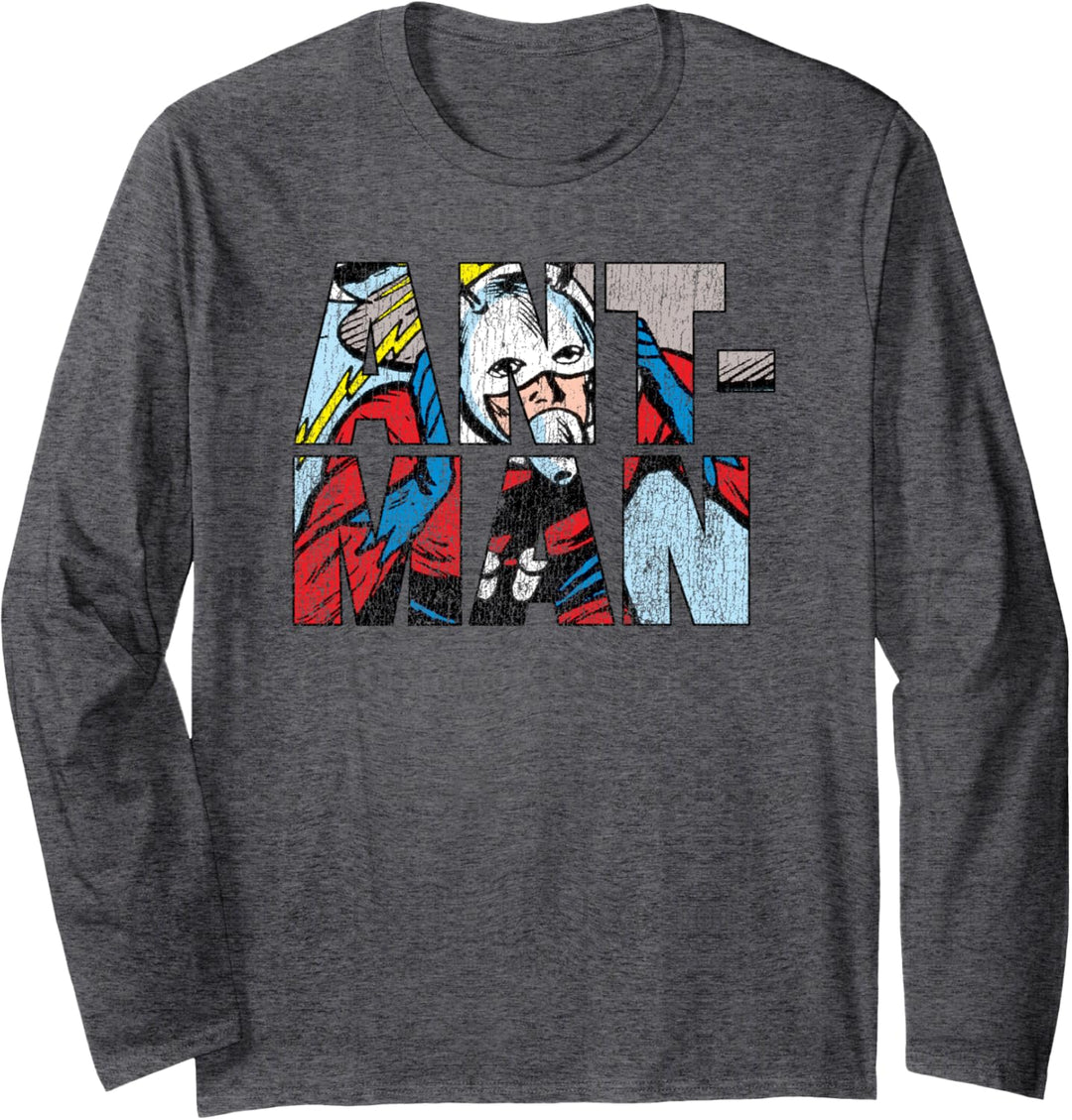 Marvel Ant-Man Classic Comic Letter Fill Logo Langarmshirt
