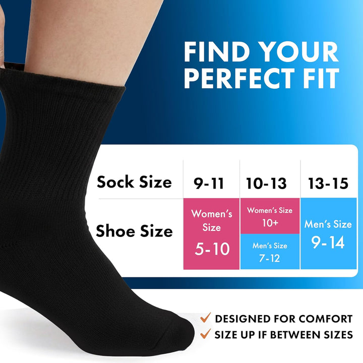 Debra Weitzner Diabetikersocken für Damen und Herren, lockere Passform, nicht bindend, Baumwolle, Cr
