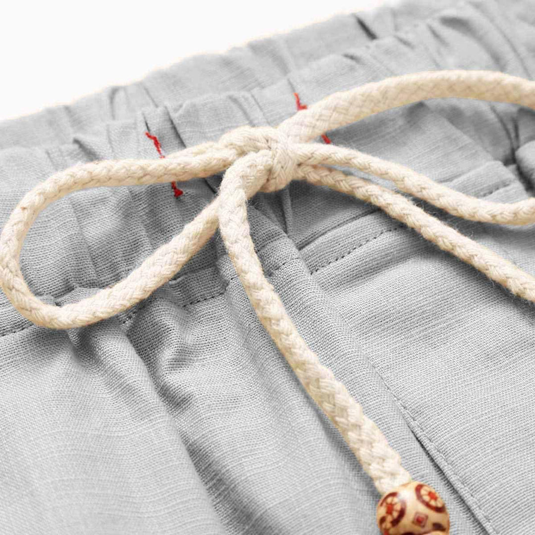 JustSun Kurze Hosen Herren Leinen Shorts Leicht Atmungsaktiv mit Tunnelzug S Grau, S Grau