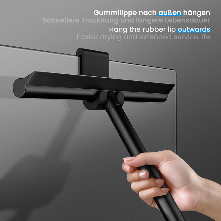 ecooe 30-61-89cm Verstellbarer Duschabzieher, Abzieher Dusche Schwarz, Abzieher Boden mit Halterung,