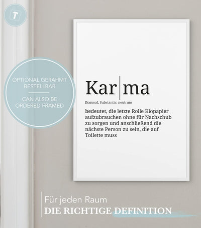 Papierschmiede® Definition: Karma, DIN A2 fertig gerahmt (Aluminium Rahmen, Farbe wählbar) XXL Poste