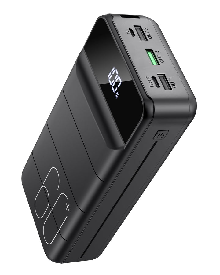 60000mAh Power Bank, 22,5W Powerbank USB-C Schnellladefunktion Externe Akku mit 4 Ausgänge und 2 Ein