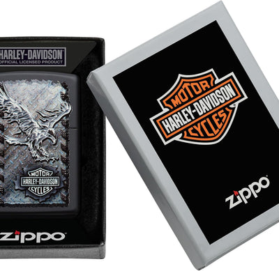 Zippo Winddichtes Feuerzeug, Adler-Motiv Metallic Harley Davidson - Adler aus Eisen, Metallic Harley