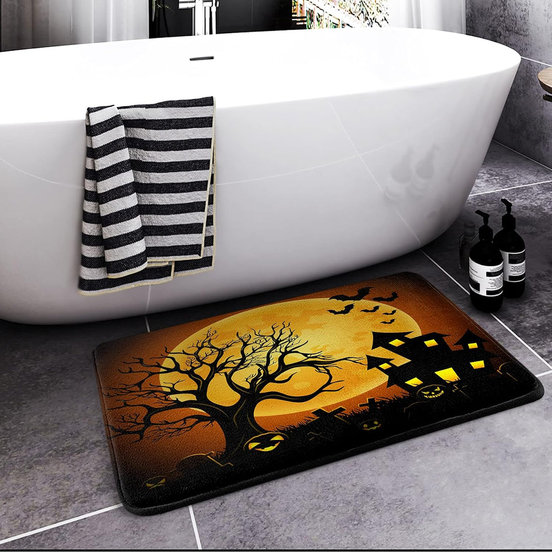Britimes Halloween-Badematte, Badezimmerteppich, kein Verrutschen, Halloween-Badezimmer-Dekorationen