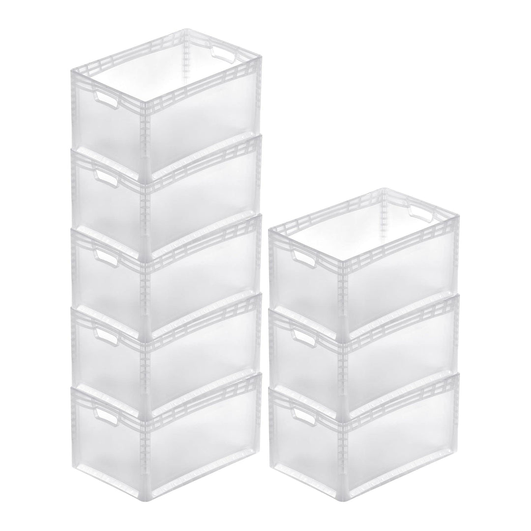 PROREGAL SuperSparSet 6x Transparenter Eurobehälter LightLine mit offenem Griff | HxBxT 32x40x60cm |