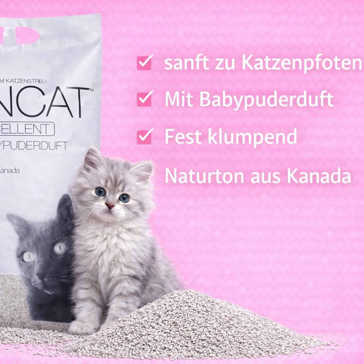 CANCAT 2x15 kg Excellent kanadische Premium Katzenstreu Klumpstreu Babypuderduft