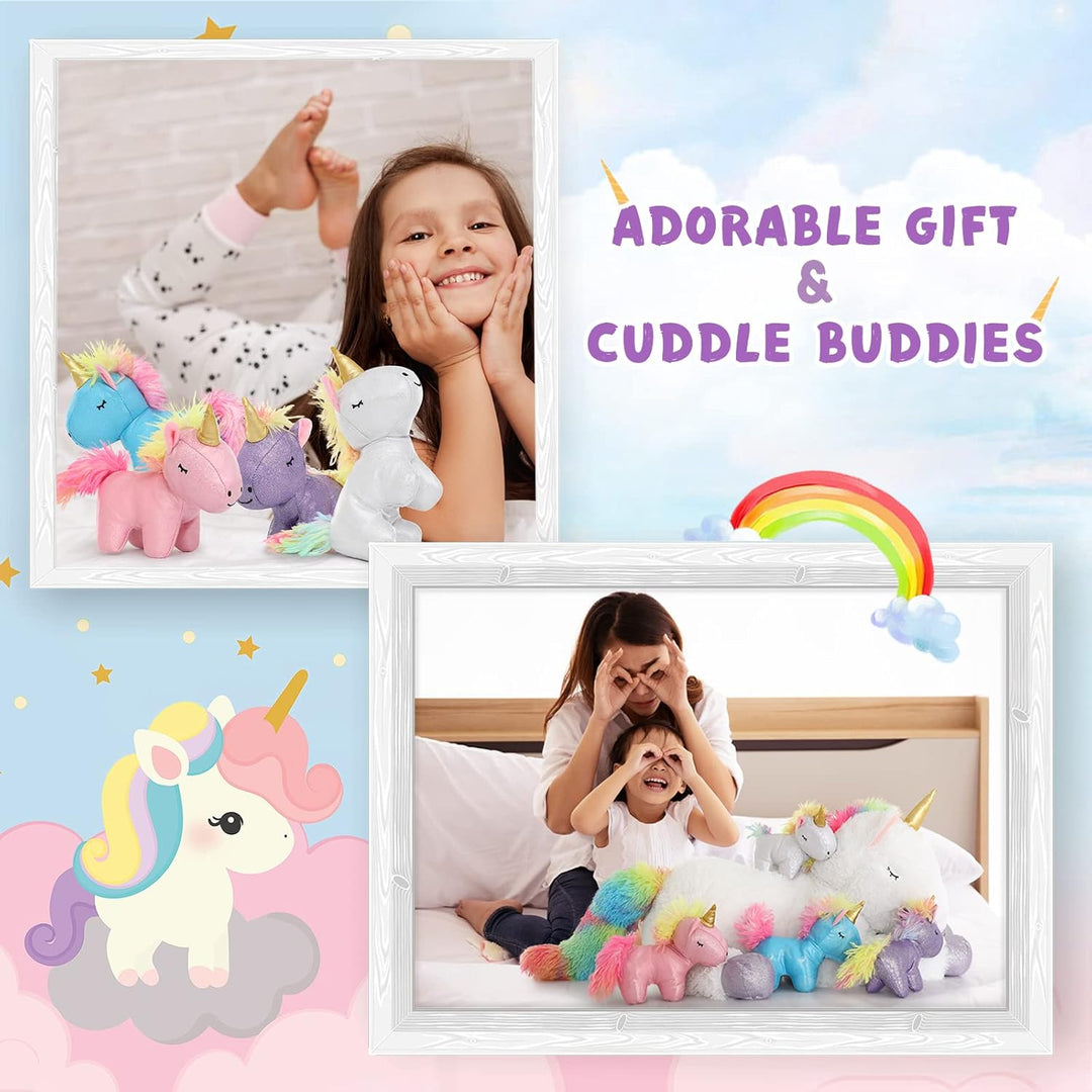 MorisMos Einhorn Kuscheltier XXL mit 4 Babys im Bauch, gross Einhorn Plüschtier Stofftier, riesen gr