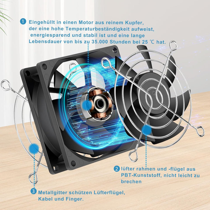GDSTIME 80mm USB Lüfter 80 x 25mm Gehäuselüfter USB 80mm PC Ventilator 2500 U/min Bürstenloser Lüfte