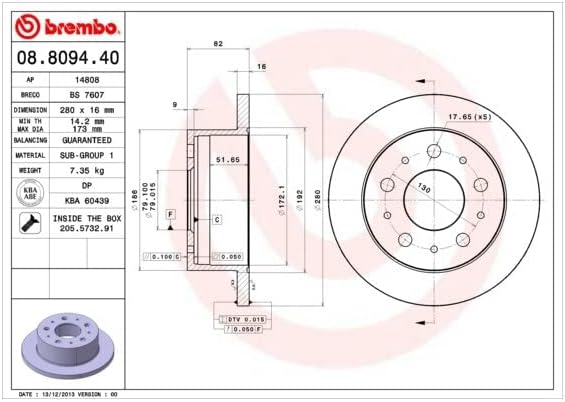 Brembo 08.8094.40 Bremsscheibe - Paar