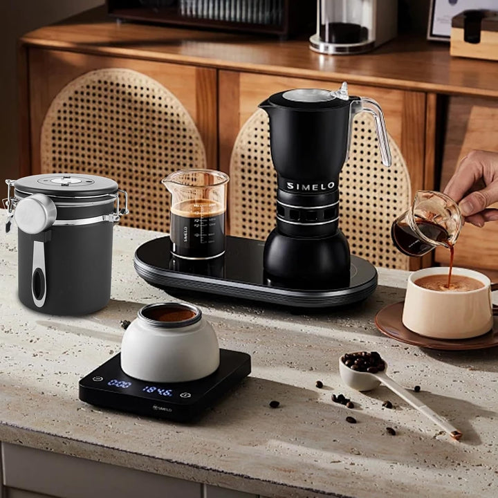 2er Kaffeedose Luftdicht aus Edelstahl, 1,5L KaffeebohnenbehäLter Mit EdelstahllöFfel Und Zeiterfass