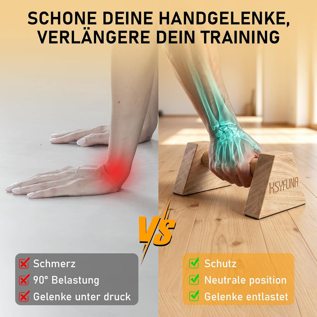 Liegestützgriffe Holz, Parallettes, rutschfeste Griffe Liegestütze, Push Up Stand Bars, Liegestützgr