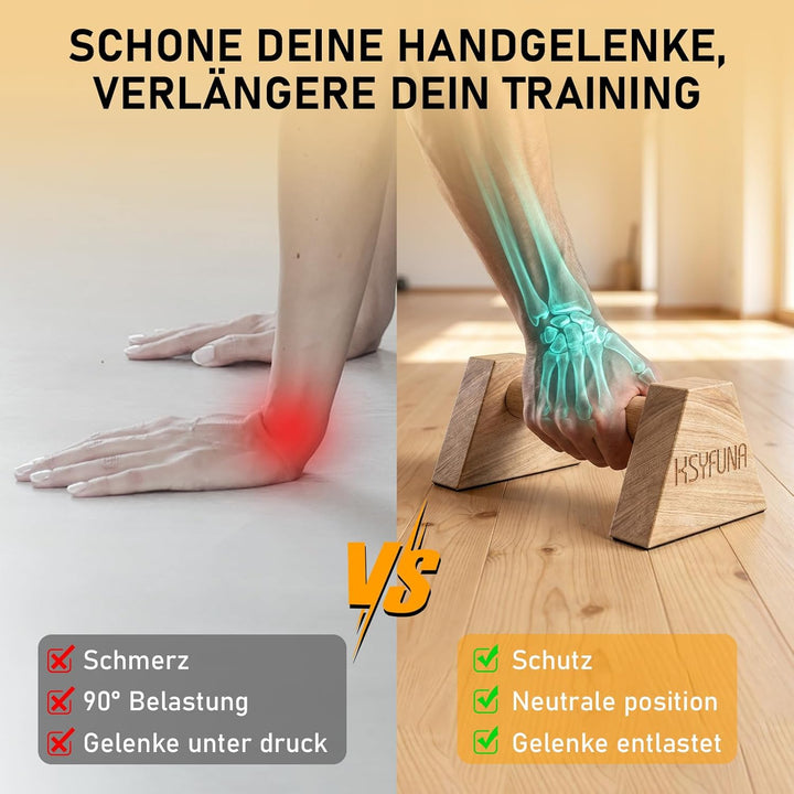 Liegestützgriffe Holz, Parallettes, rutschfeste Griffe Liegestütze, Push Up Stand Bars, Liegestützgr