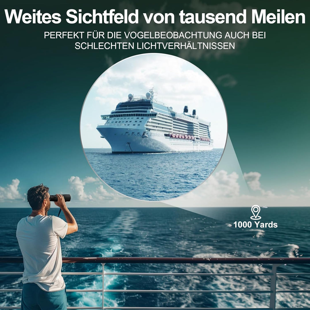 15x56 HD Fernglas Erwachsene - Aurosports Large View Fernglas mit klaren Low Light Vision - Leichtge