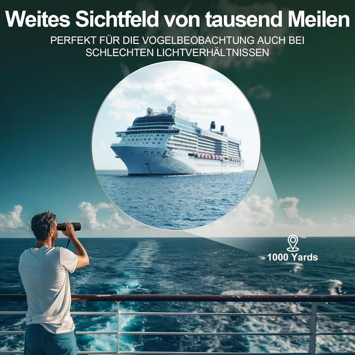 15x56 HD Fernglas Erwachsene - Aurosports Large View Fernglas mit klaren Low Light Vision - Leichtge