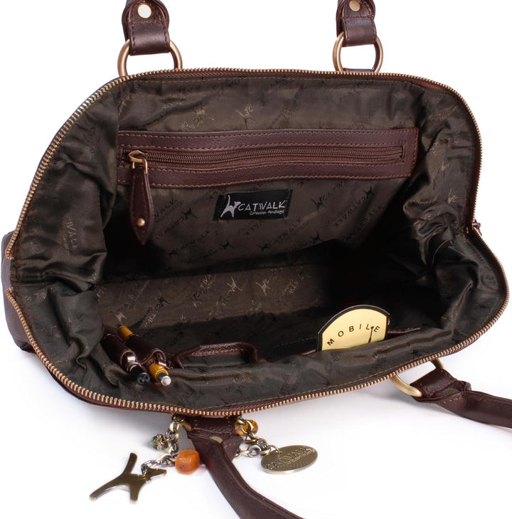 Catwalk Collection Handbags - Leder - Umhängetasche/Ledertasche/Schultertasche- DOCTOR Braun, Braun