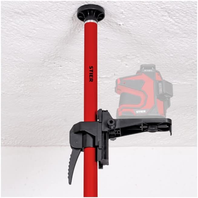 STIER Teleskopstange für Kreuzlinienlaser 360 cm, Lasermessgeräte & Zubehör, 20 - max. 365 cm Höhe,