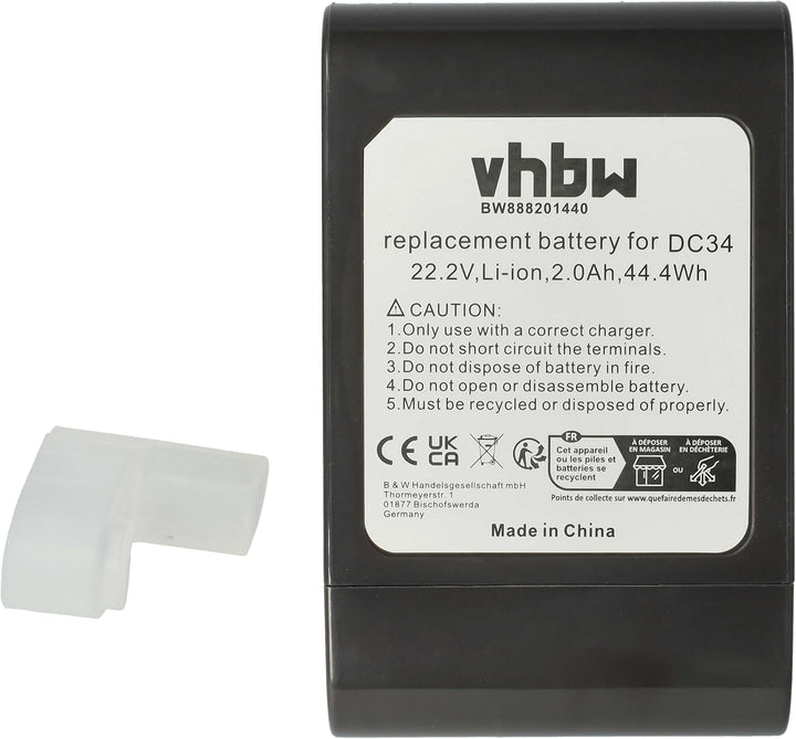 vhbw Akku kompatibel mit Dyson DC45 Animal Pro, DC57, DC56 Staubsauger - Typ B Grau (2000 mAh, 22,8