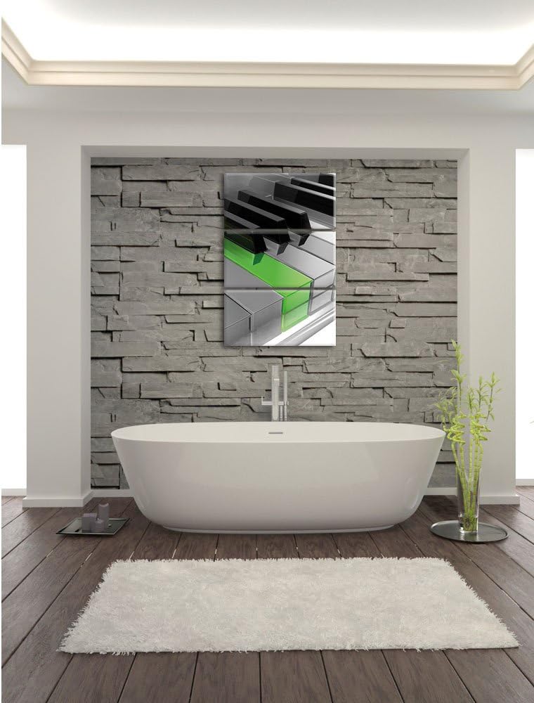 Piano Green Klaviertasten schwarz/weiss 3-Teiler Leinwandbild 120x80 Bild auf Leinwand