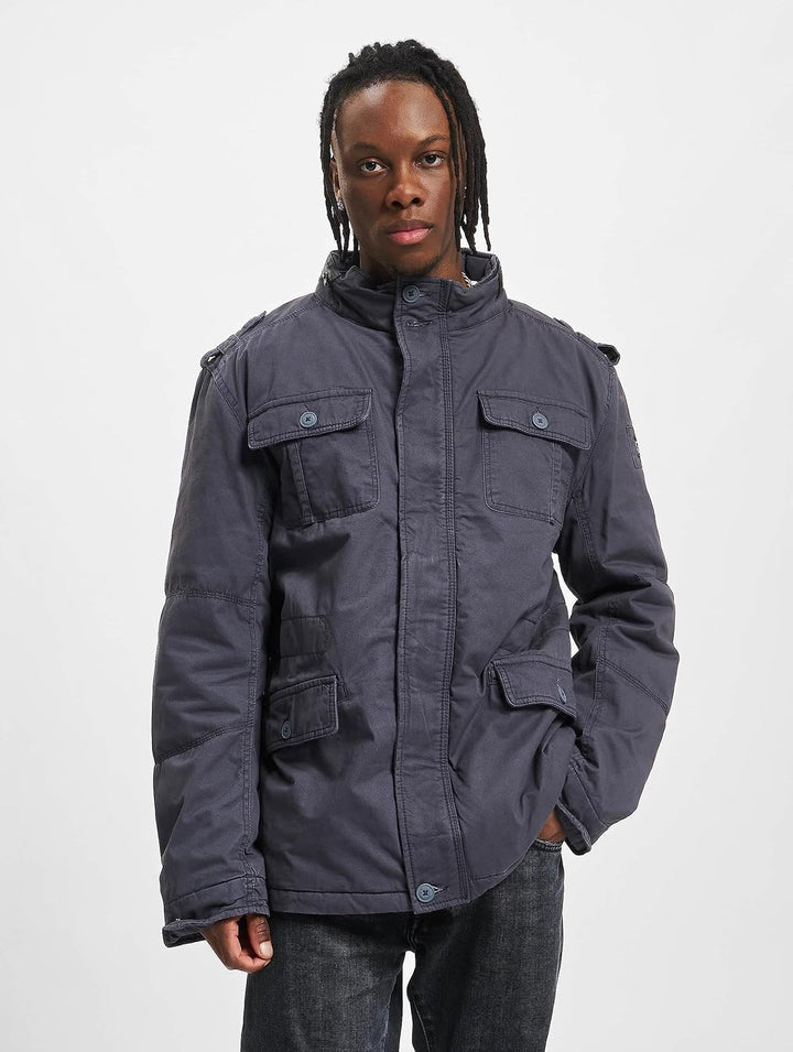 Brandit Jacket - Stylische Jacke für Herren mit versteckter Kapuze, Stehkragen und Baumwollfutter, Ü