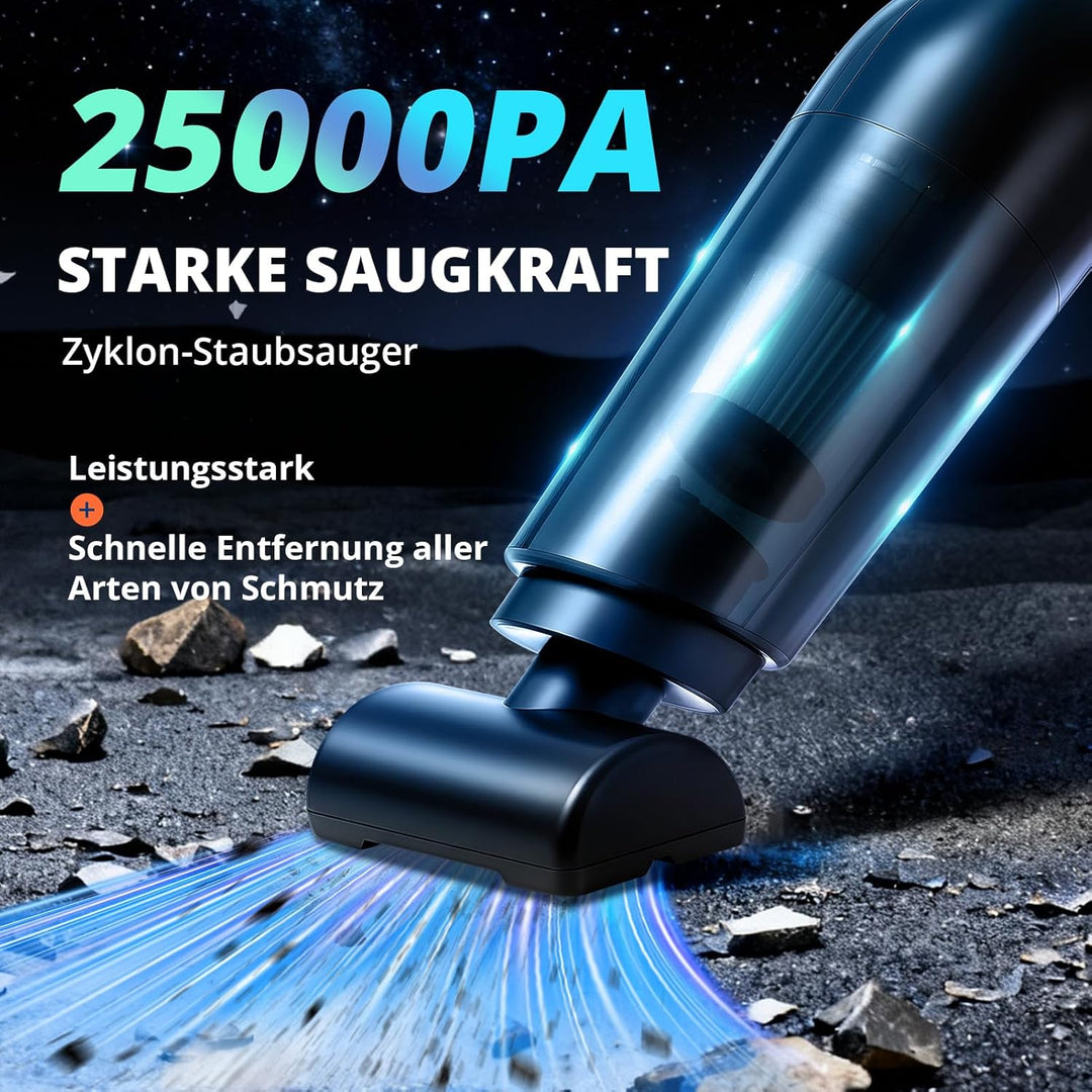Handstaubsauger Akku Kabellos, 25000pa Auto Staubsauger Stark mit Bürstenloser Motor, 4-in-1Mini Sta