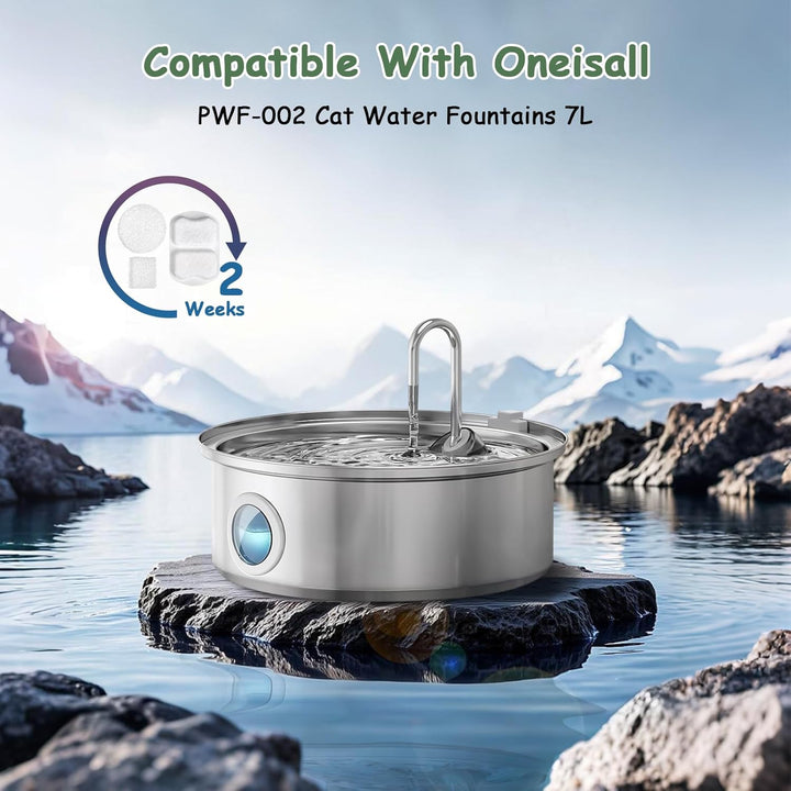 12 Packung Katzenbrunnen Filter für Oneisall PWF-002 (Modell) 7L Hunde Trinkbrunnen Edelstahl,inkl.