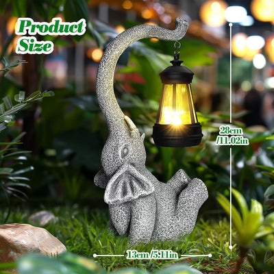 Linkax Geschenke für Frauen Mama Oma, Solar Gartenfiguren Elefant Gartendeko für Draussen, Solarlamp