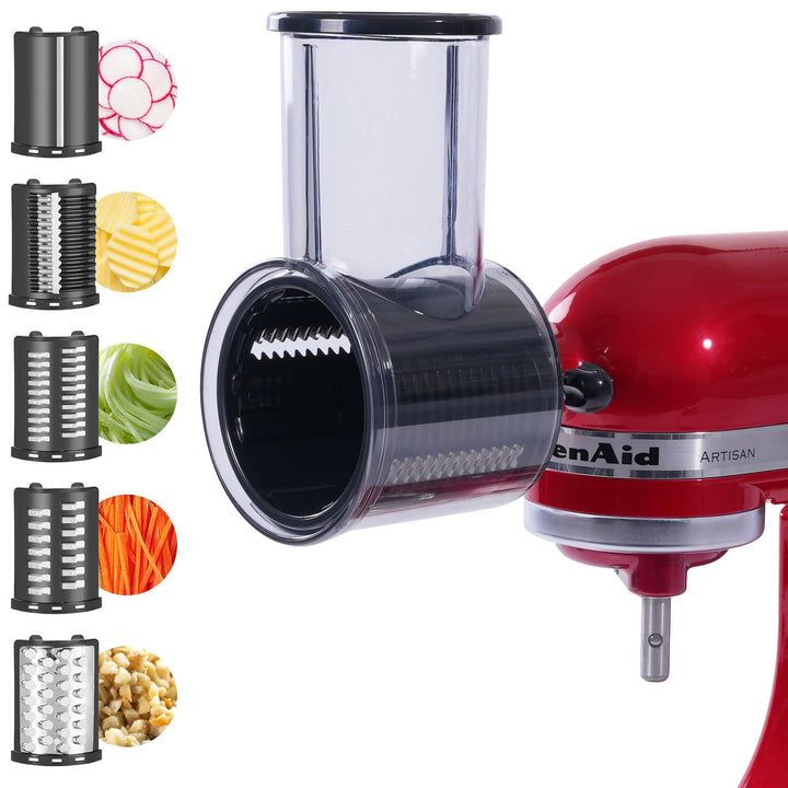 Gdrtwwh Slicer Shredder Aufsatz für KitchenAid Standmixer, 5 in 1 Käsereibe, Edelstahlklingen, BPA-f