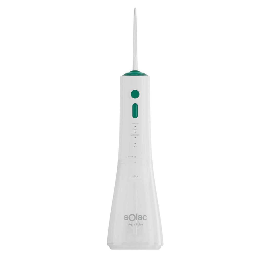 Solac – Munddusche Aqua Pulse, 320ml Tank, 120 Impulse/Min, 3 Druckstufen, Wiederaufladbarer Akku, 3
