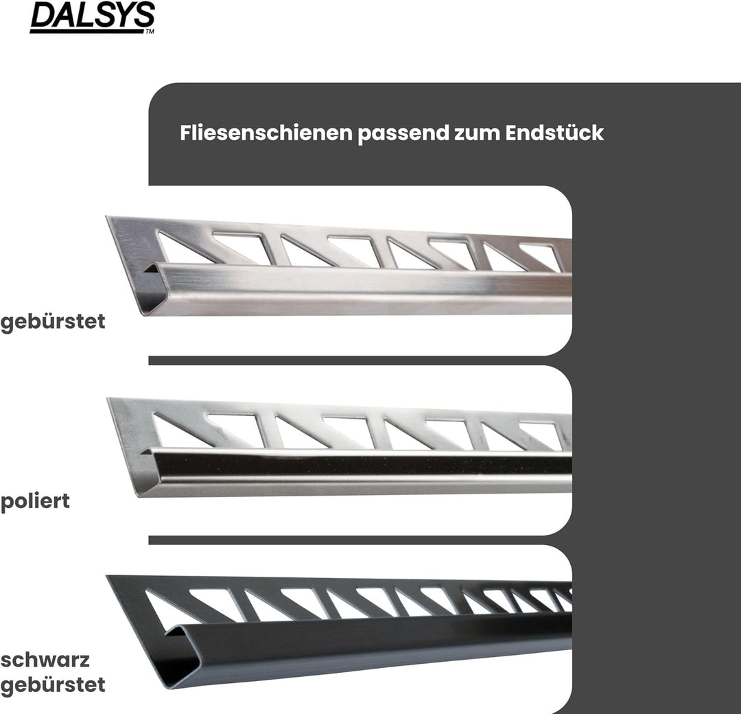 Dalsys 5x Endstück für Fliesenschiene 8mm, Quadratprofil Edelstahl Poliert, Fliesenprofil Höhe 8mm 5