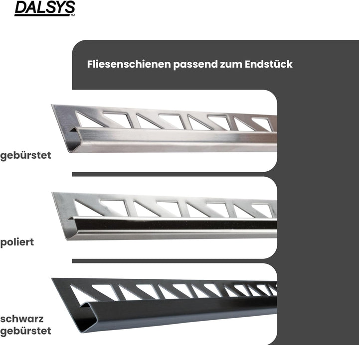 Dalsys 5x Endstück für Fliesenschiene 8mm, Quadratprofil Edelstahl Poliert, Fliesenprofil Höhe 8mm 5