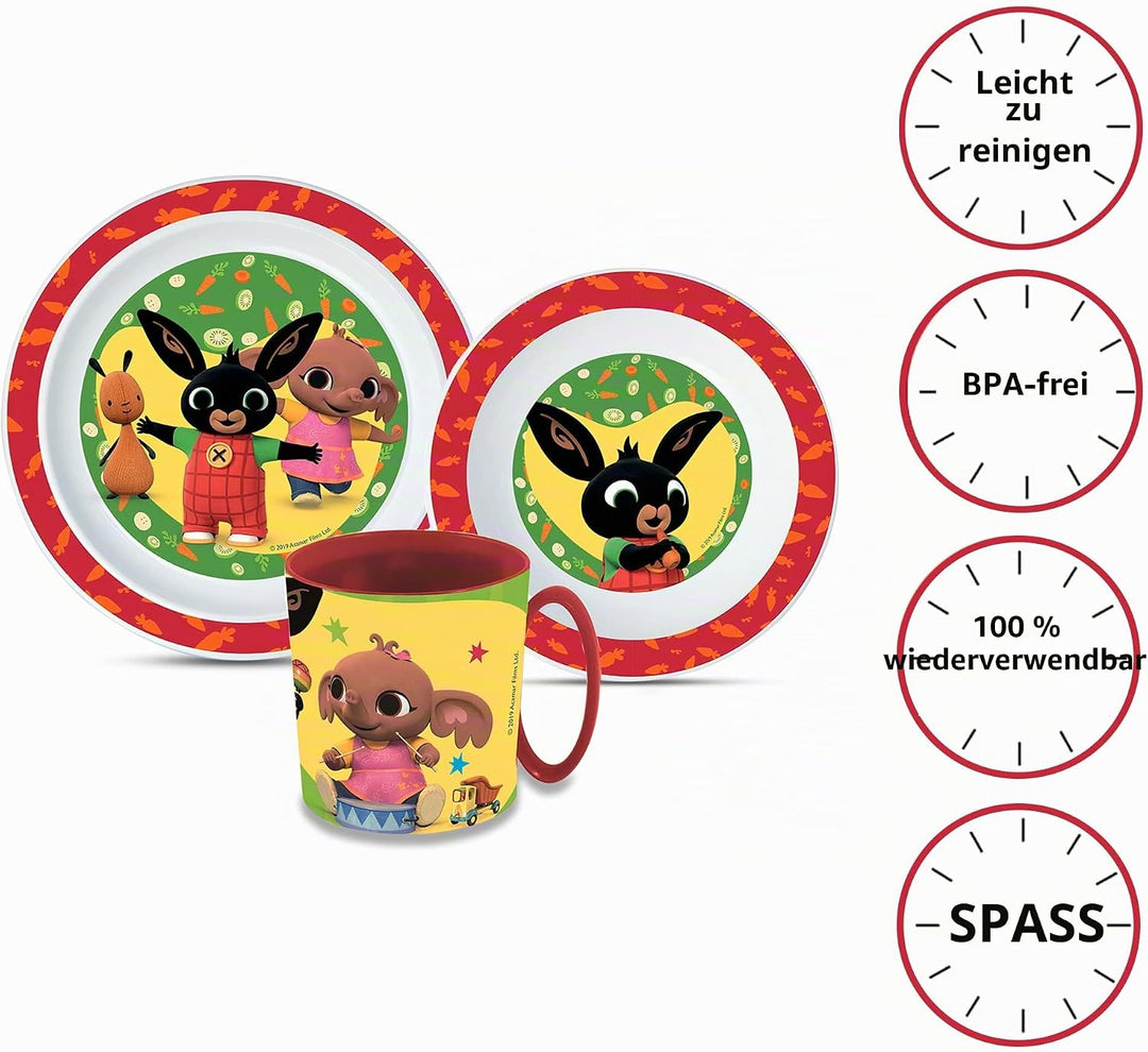 Kindergeschirr Set Bing, Wiederverwendbares Geschirrset für Kinder, geschirr Set Teller, Müslischale