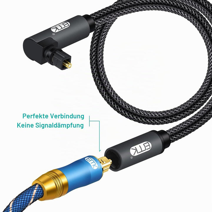 EMK 90 Grad Optische Verlängerungskabel Buchse zu Stecker Audiokabel Kupplung Nylonbehaart Toslink K